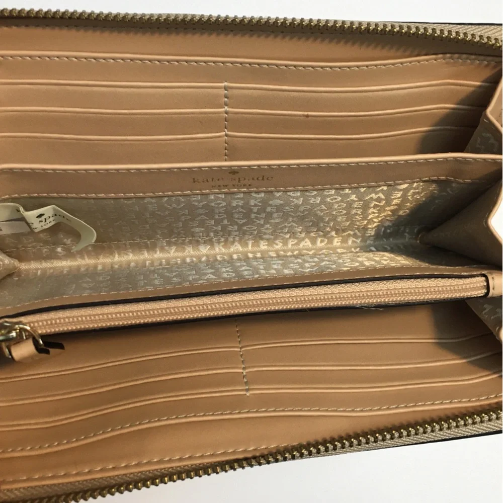 Kate Spade Zipper Cow Leather Wallet Black Tan Textured 2 Tone Leather Classic - Picture 11 of 16